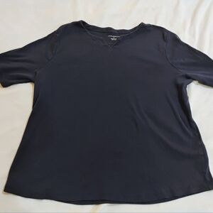 Appleseed's Navy V-Neck Short Sleeve Top